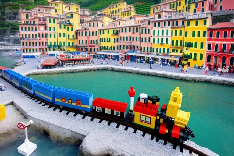 Lego Train in lego riomaggiore italy sea town lego