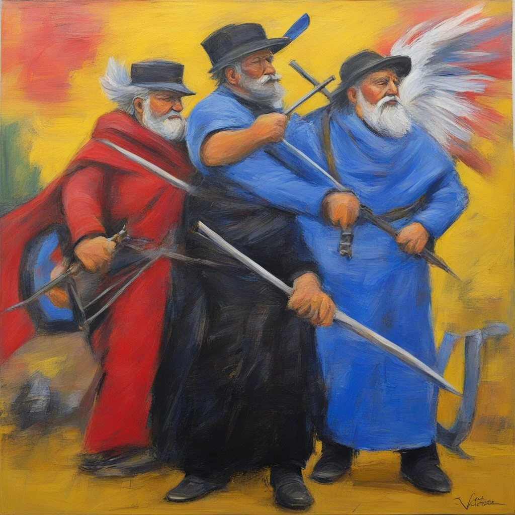 (Art by Victor Man, 2023), Titiriteros, , huile sur carton, 60 x 84 cm