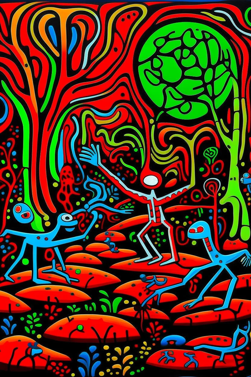 STICK MAN CAVE PAINTING in the style of Hiroshi Nagai