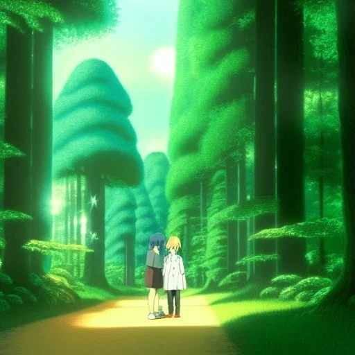 Ghibli, forêt, scintillant, très detaillé, avatar