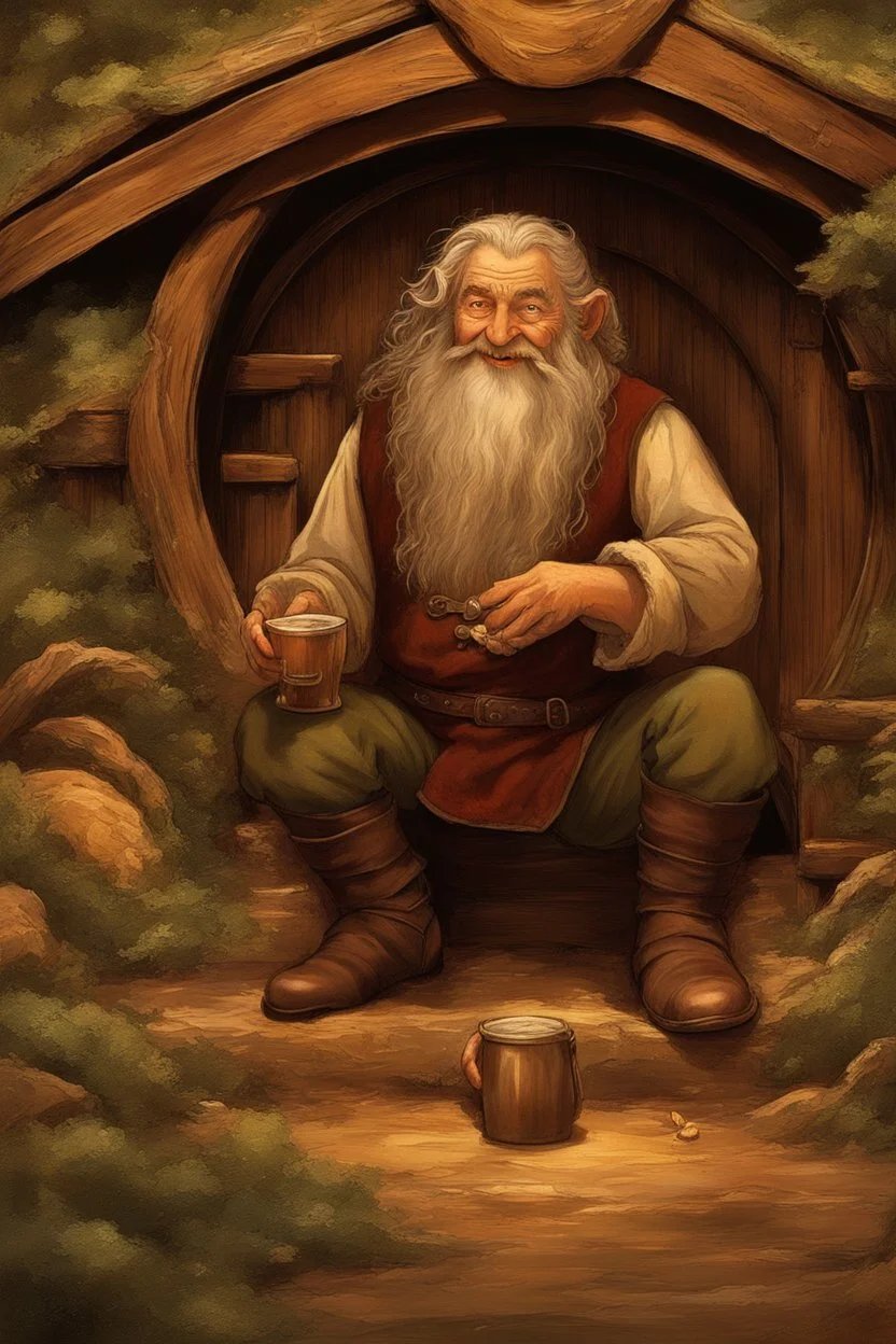 The hobbit's eyes grew wide as celestial stars. "Welcome, sir!" cried he, still grinning. "What brings you to this humble inn?" The elf smiled, soft as a breeze through young leaves. "I come in search of the finest brew in all the Shire. Might your skilled hands work their magic for me?" "It would be my honor indeed!" said the hobbit, and set to his task with more mirth than ever. He selected beans plump with sun, grinding and tamping with special care. Two perfect shots were pulled, and steamed