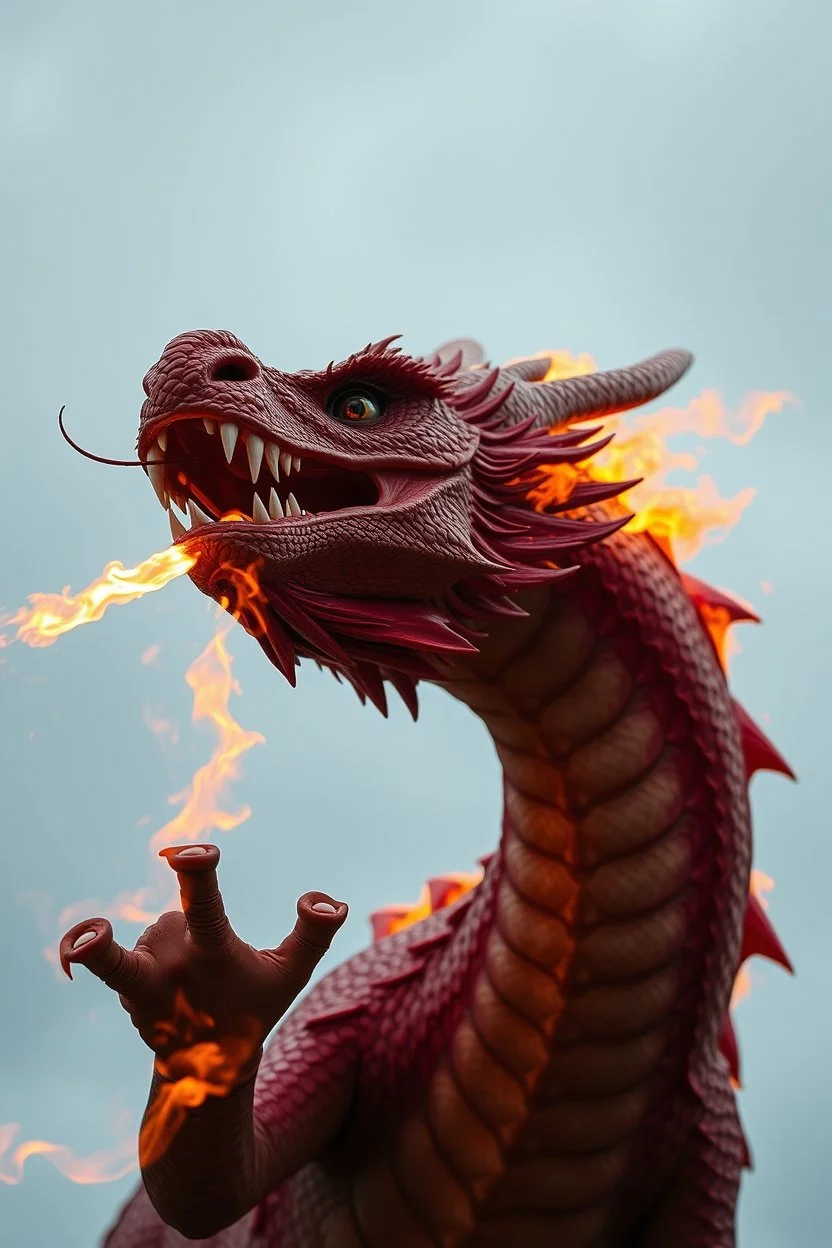 face view dragon breathing fire absrtact