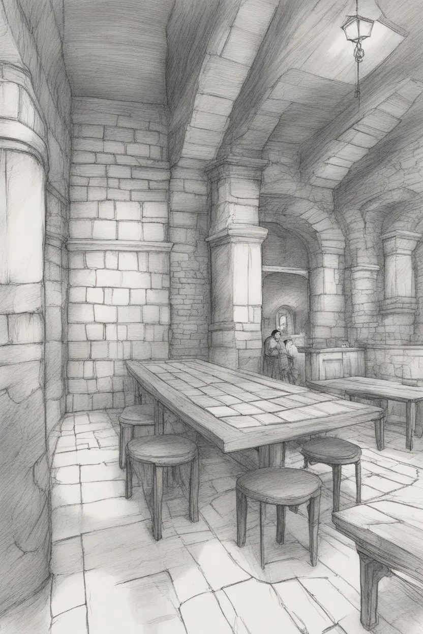 Sketch of the interior of a dnd tavern