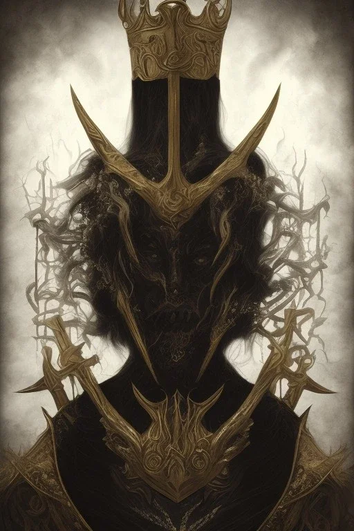 Realistic anime black metal corpsepaint god with golden crown