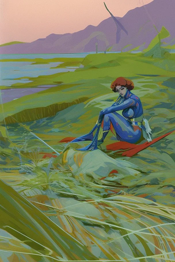 [kupka's style, straws, flows, colors, woman, soldier, full-length sleeping dead] C’est un trou de verdure où chante une rivière Un soldat jeune, bouche ouverte, la nuque baignant dans le frais cresson bleu, Pâle dans son lit vert où la lumière pleut. Les pieds dans les glaïeuls, il dort. Les parfums ne font pas frissonner sa narine ; Il dort dans le soleil, la main sur sa poitrine Tranquille. Il a deux trous rouges au côté droit.