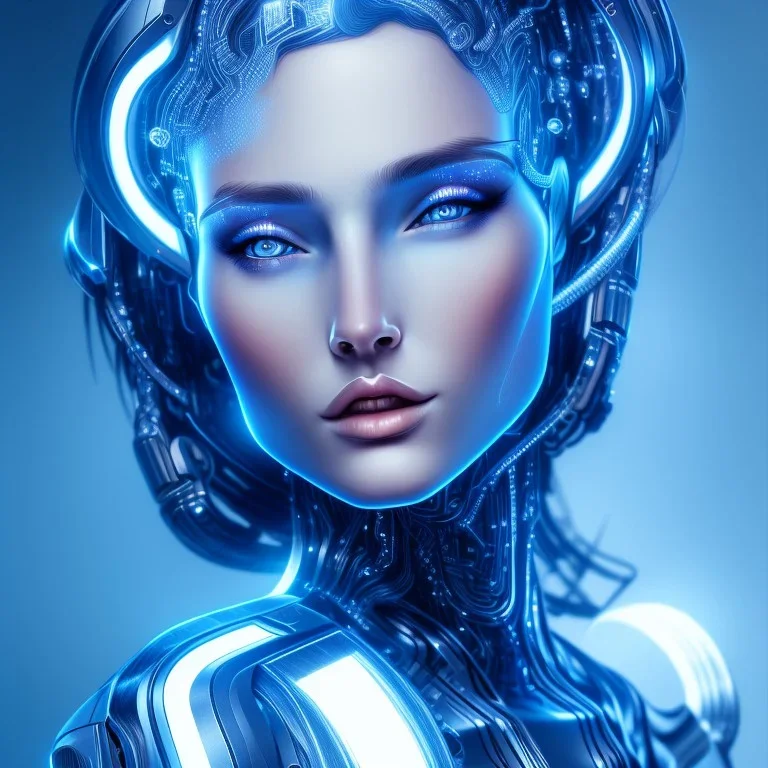 cyberblue, head, women, portrai, tron