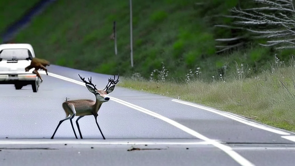 the deceased deer resurrects and chases an older drunk lady down the I90 highway