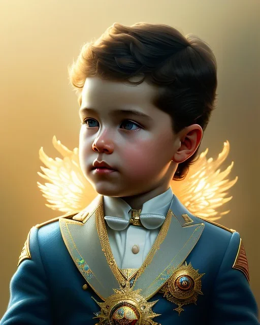 A small boy magic child, head and shoulders, 8k resolution concept art portrait by Greg Rutkowski, Artgerm, WLOP, Alphonse Mucha dynamic lighting hyperdetailed intricately detailed Splash art trending on Artstation triadic colors Unreal Engine 5 volumetric lighting Splash art fantasy"