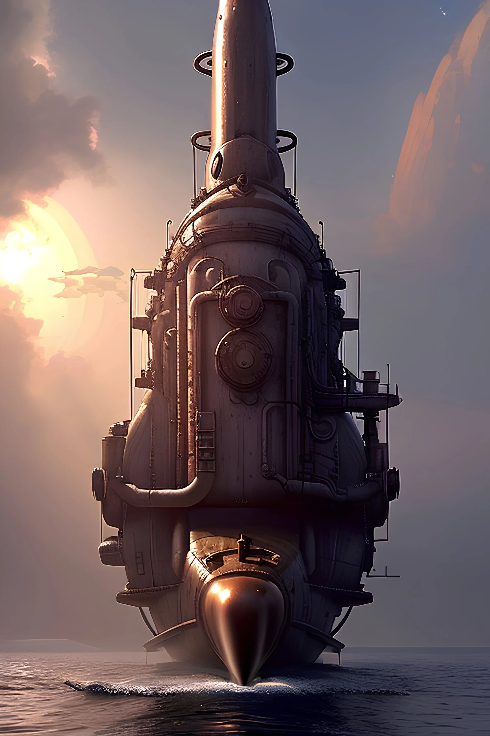 steampunk submarine, Jules Verne, Epic cinematic brilliant stunning intricate meticulously detailed dramatic atmospheric maximalist digital matte painting