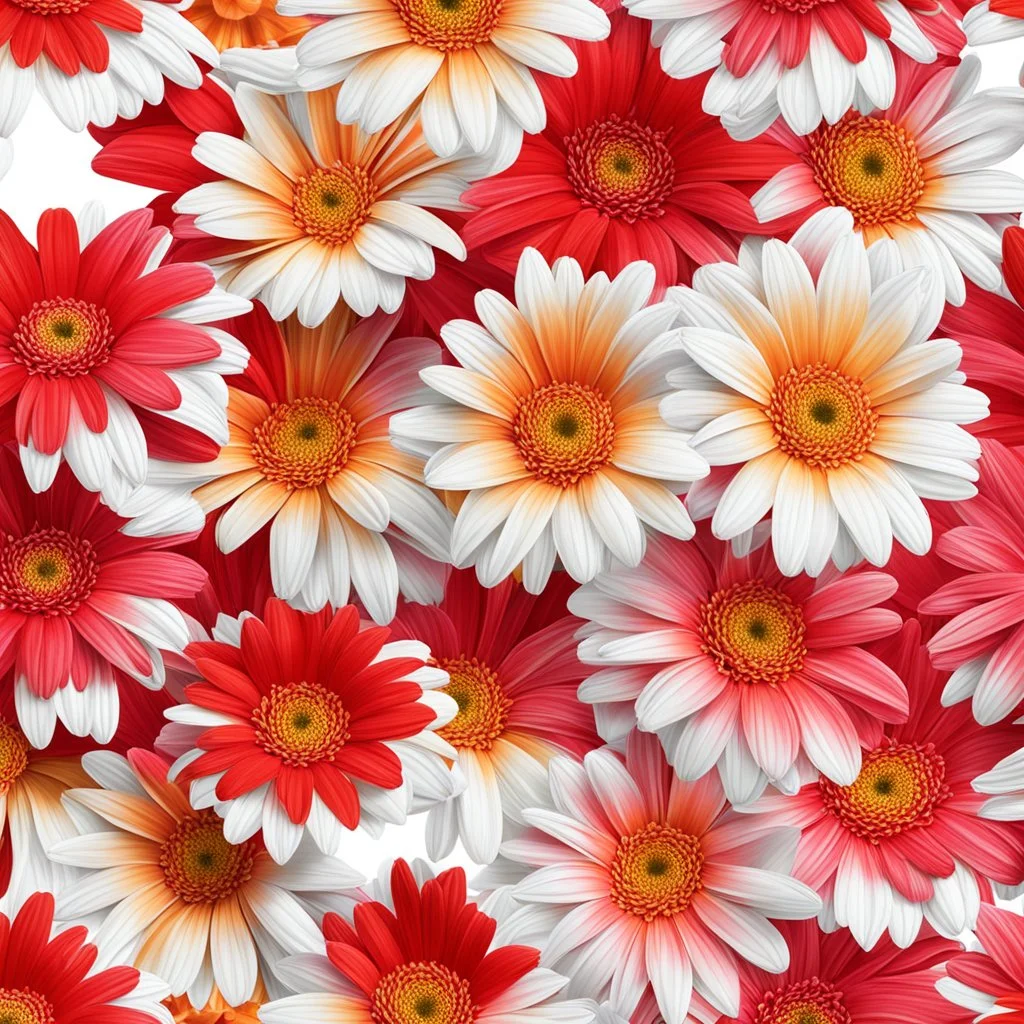 gerbera daisy flower on white background, illustration, seamless tileable texture