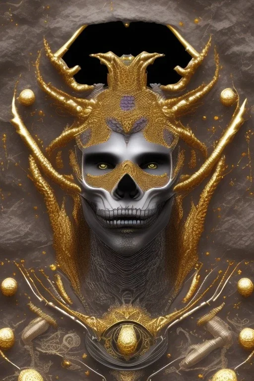 black male African alien, cracks in the voodoo head, wicked, diamond eyes, crown, blood, 8k, finely detailed, photo realistic, leopard style turquoise skull head gold dragon space alien rain skeleton gold tooth silver helmet silver space suit spaceships