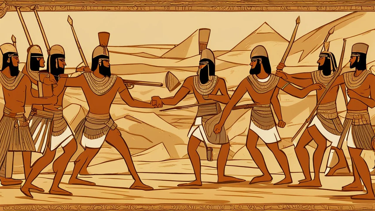 Pharaonic soldiers fighting in battle