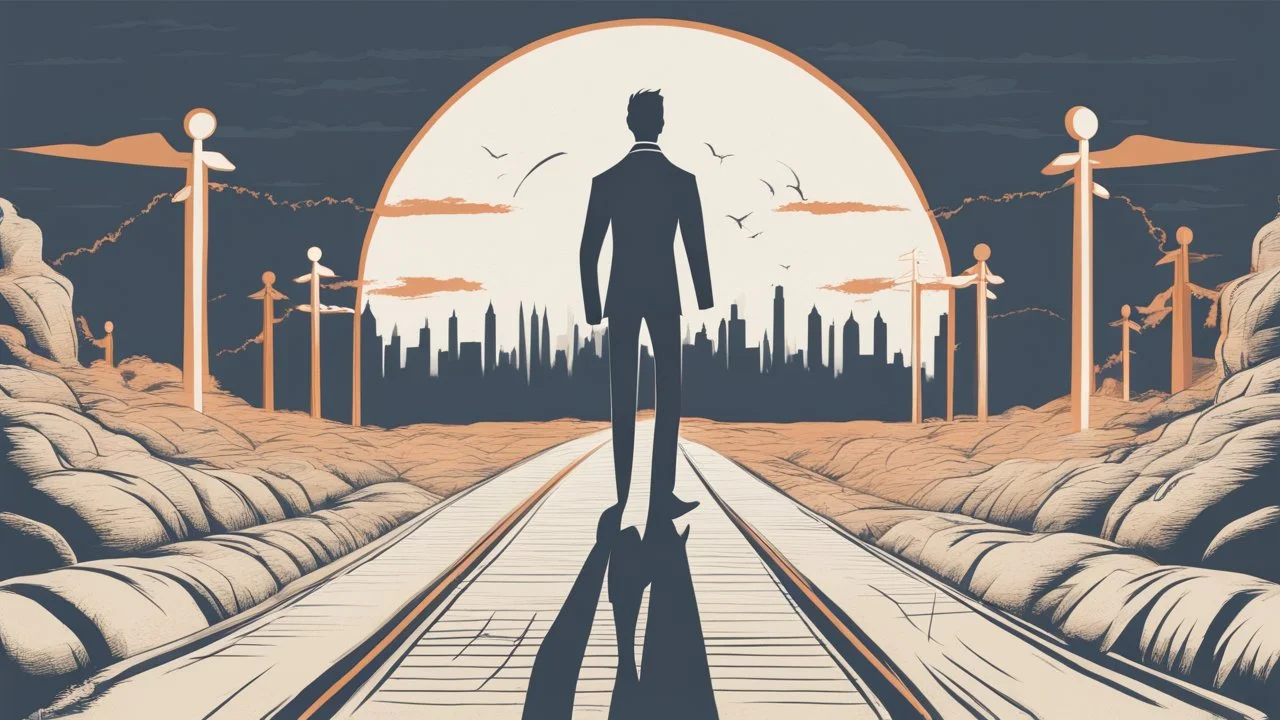 "An illustration symbolizing success and personal development, depicting an individual confidently progressing towards their goal, emphasizing the importance of personal leadership skills in life."