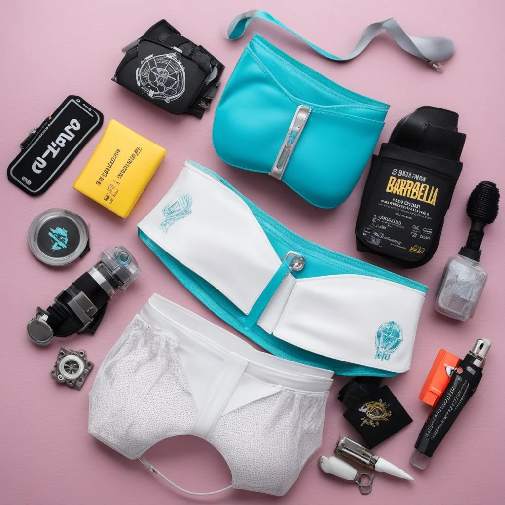 sci-fi Barbarella undergarments EDC kit, photo from above