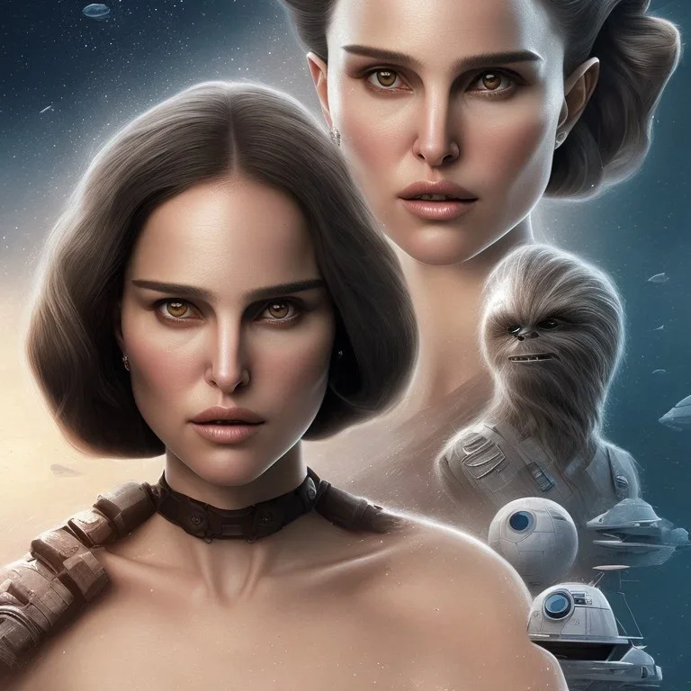 portrait Natalie Portman Star Wars with ocean nature