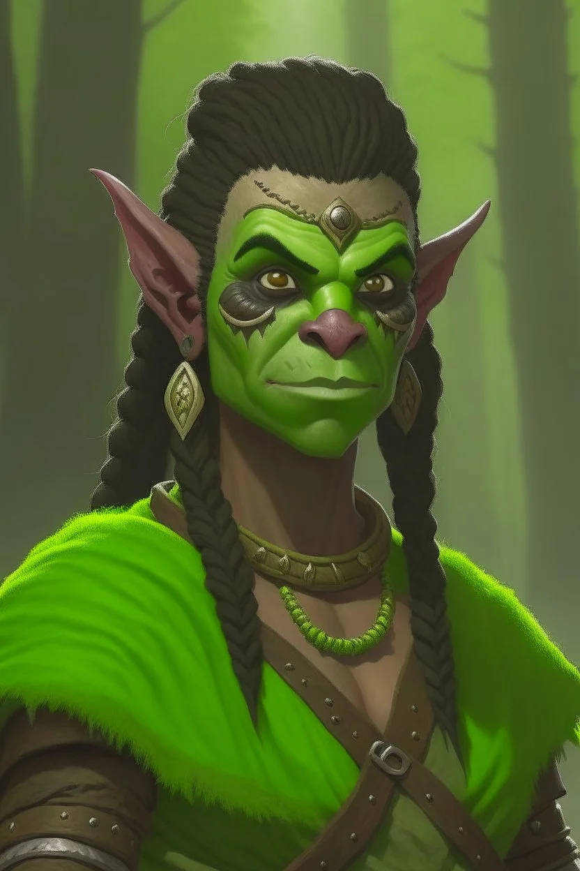 A young orc druid woman