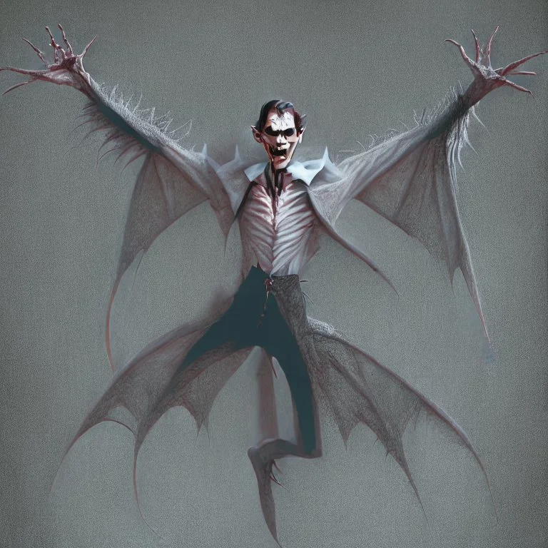 a vampire with arms outstretched viewed from the side