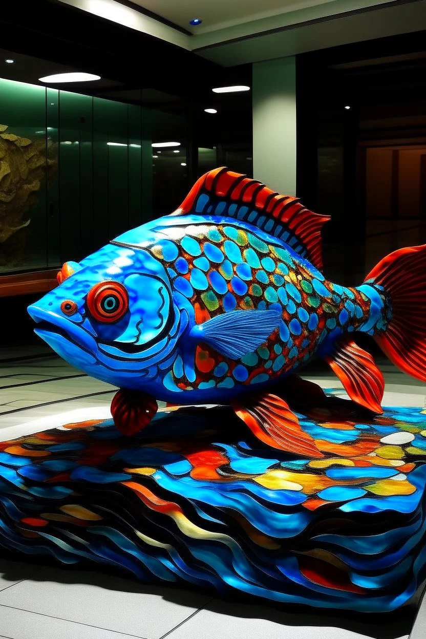 Mandarin Fish Installation, diving into the sea, sea is the floor