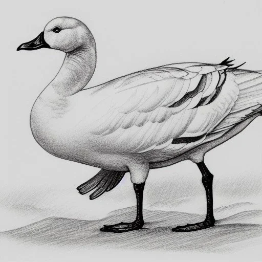 line drawing of a snow goose