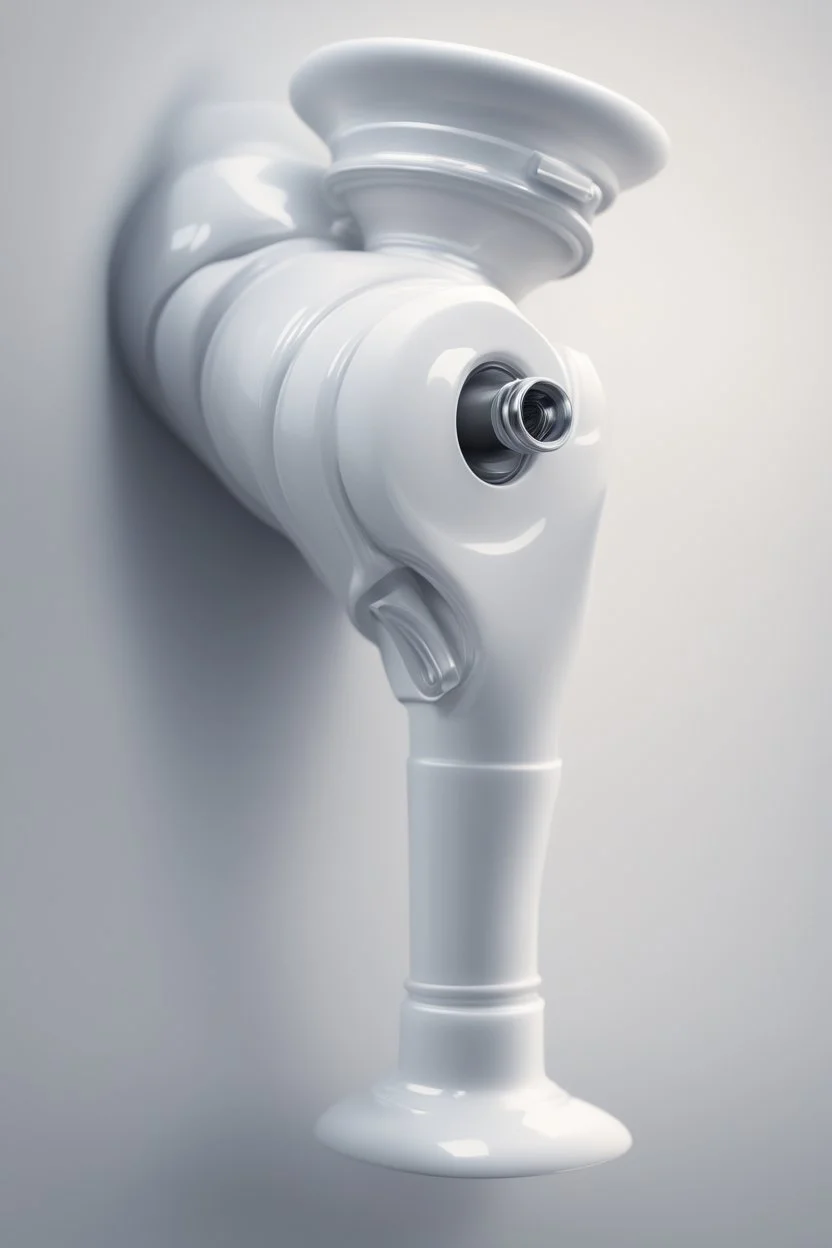 An eye-catching poster featuring a realistic illustration of a white plumbing PVC knee fitting. The intricate details of the joint, including its smooth texture, precise angles, and reflective surface, are beautifully captured. The depth of field technique is used to emphasize the main subject while creating a luxurious and professional aesthetic. The background is skillfully blurred, creating a bokeh effect that adds depth and visual interest to the composition. This poster is perfect for plumb