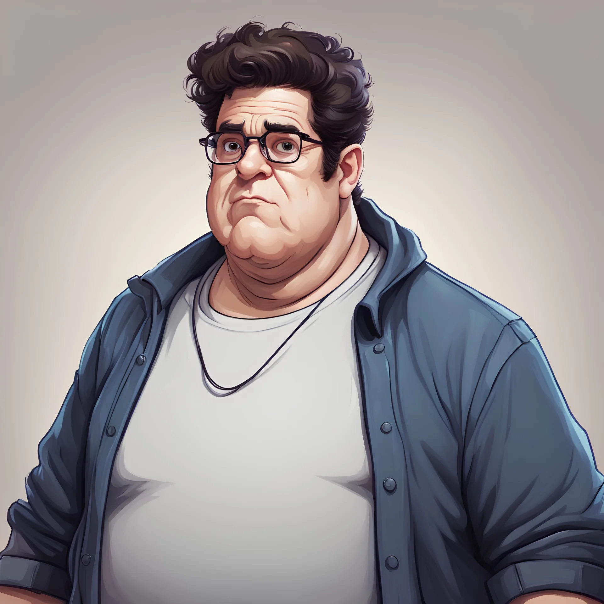 Overweight, obese, struggling, chronically online, discord moderator Dean Kamen, artistic rendition, gamer