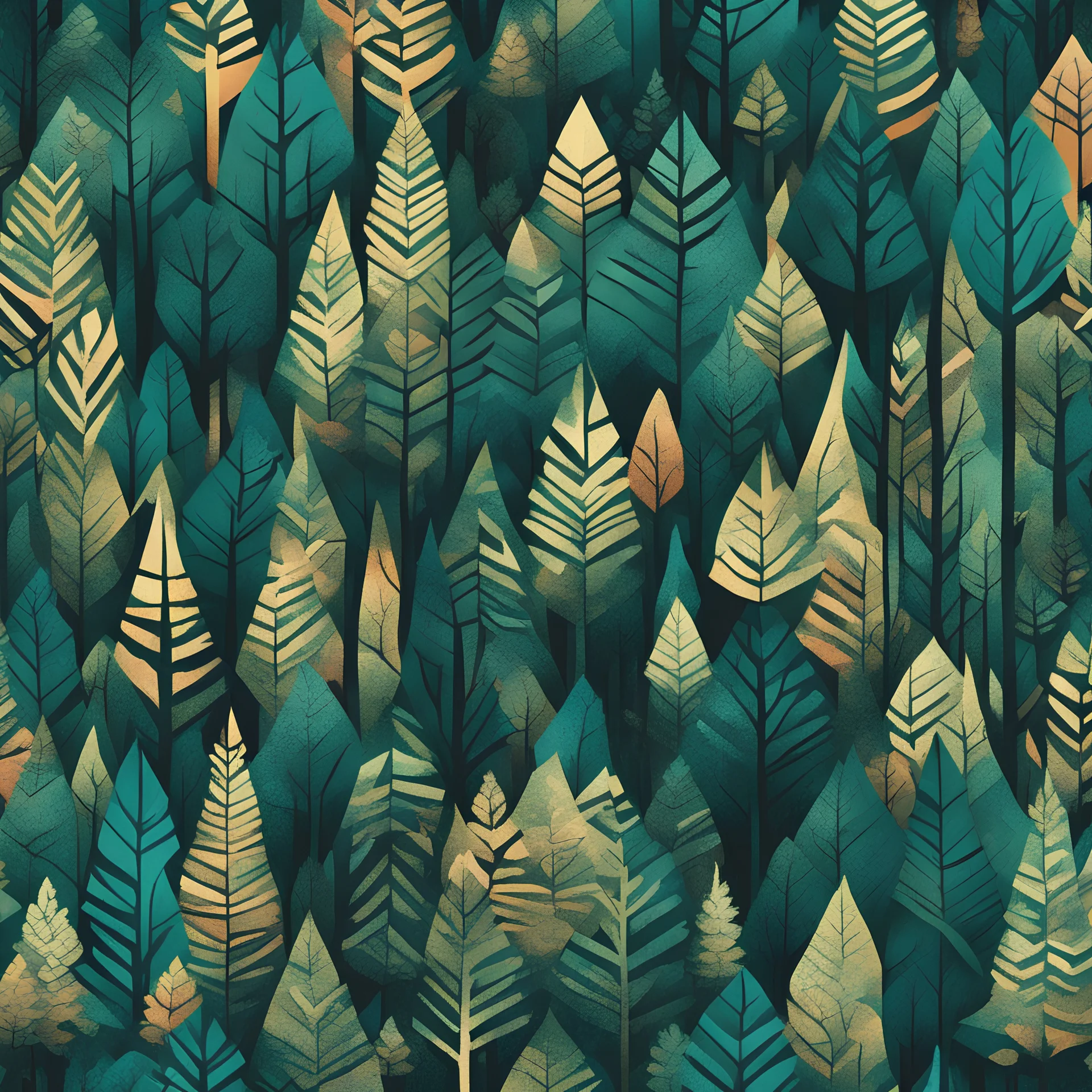 Deerman with bold style, in pattern art style, background forest