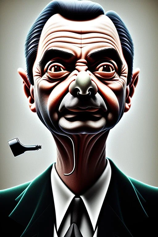 mr bean as the mafia godfather, 4k, trending art, weird perspective, realism, spray paint, chalk