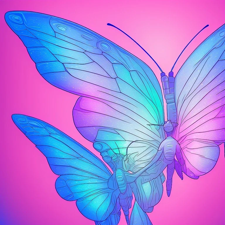 pastel colors, blue, pink, white, butterfly