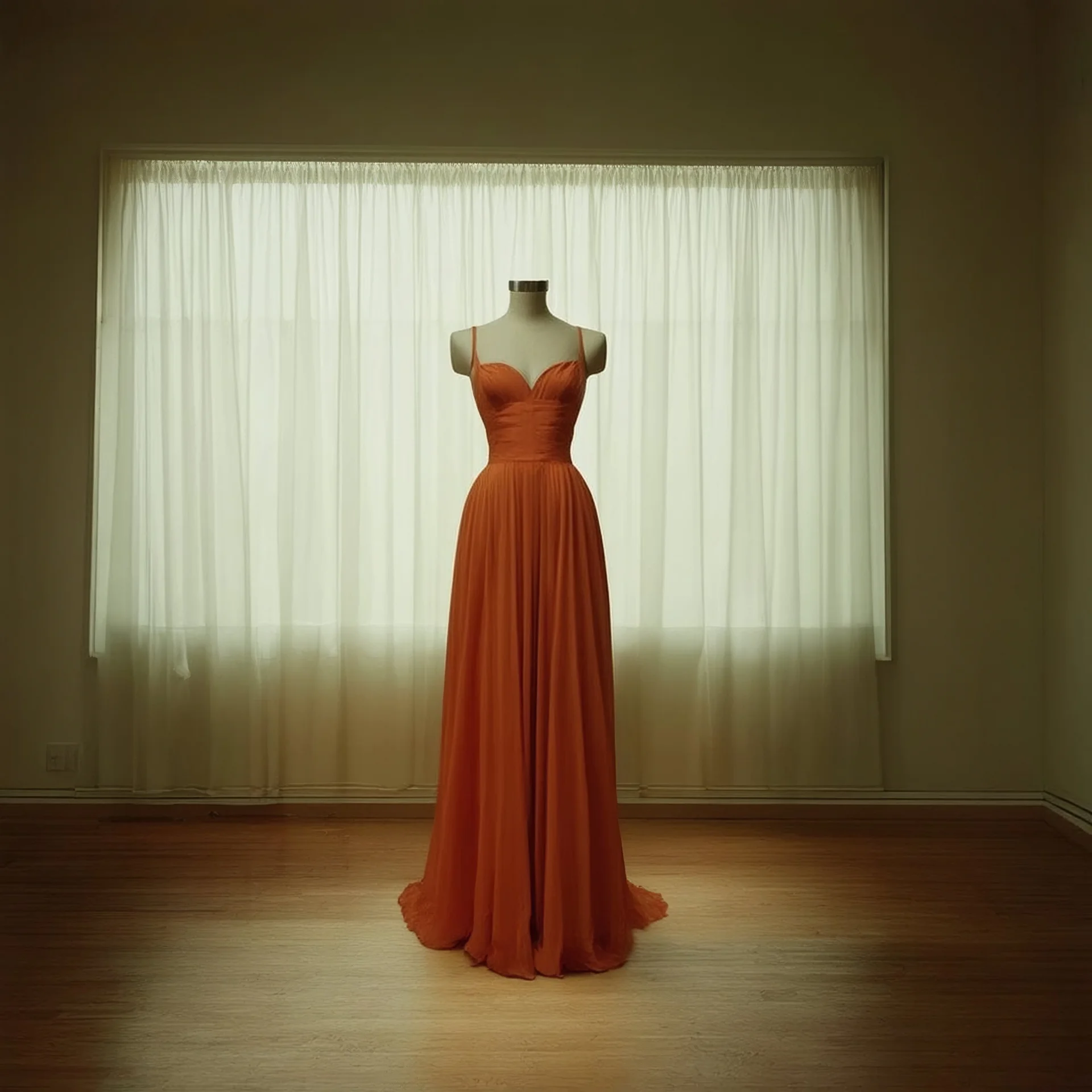 autochrome of a display mannequin in an empty room, 1900