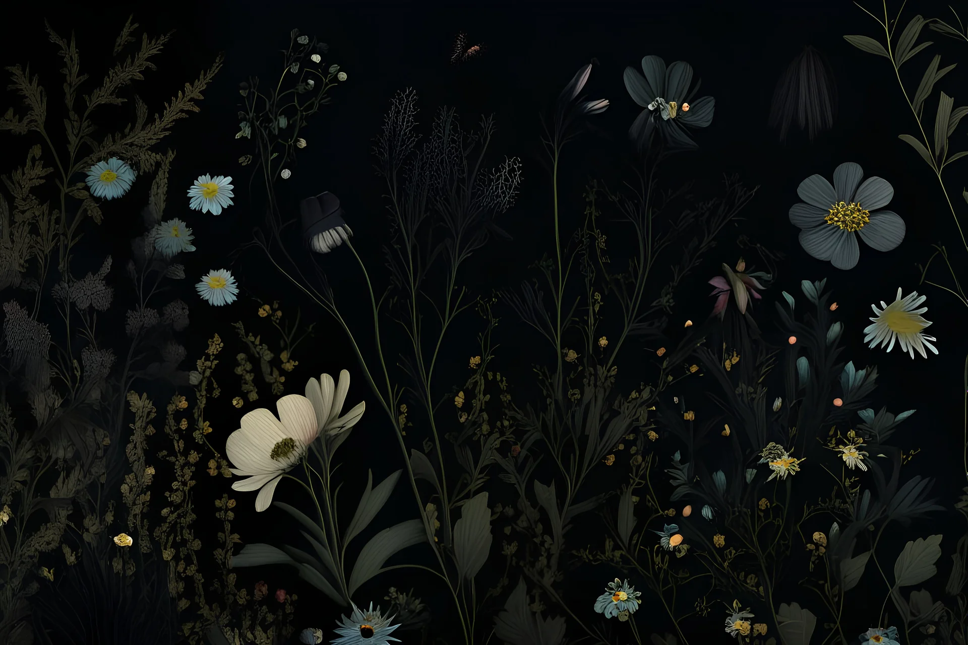 dark cottagecore botanic wildflowers