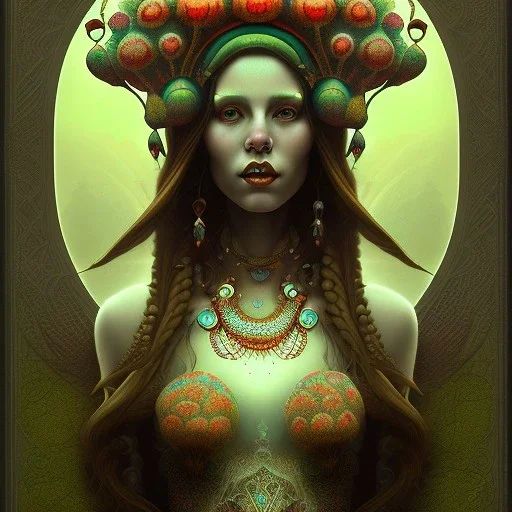 Mushroom shaman, art nouveau, portrait