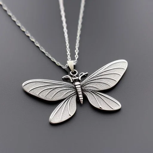 necklace with a simple, elegant design featuring a single, shimmering polyester in dragonfly pendant