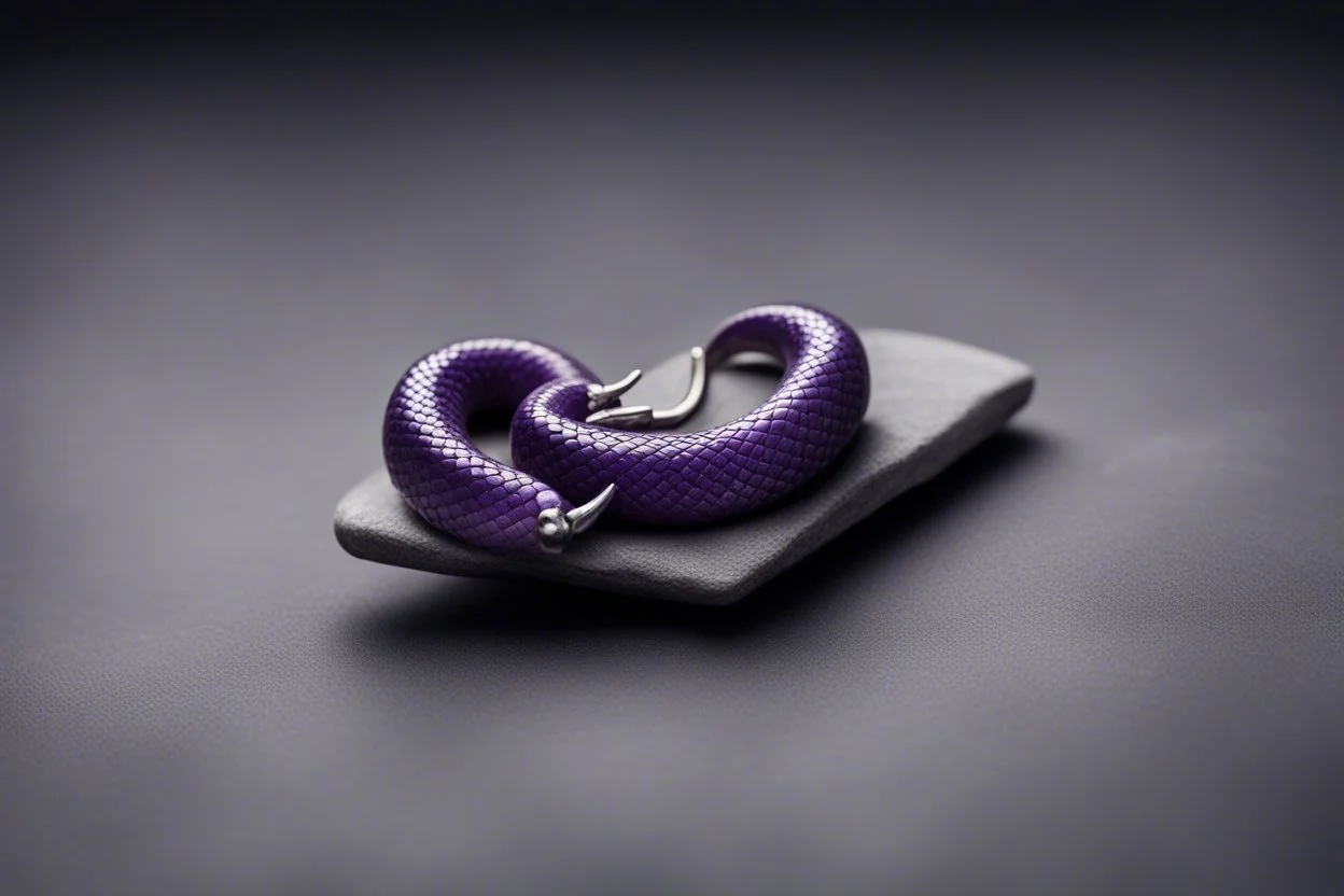 запонка. Одна-единственная, изящная, выполненная в виде миниатюрной пурпурной змеи, кусающей свой собственный хвост. Она лежала на сером камне, холодно поблескивая в тусклом свете. в стиле знака логотипного