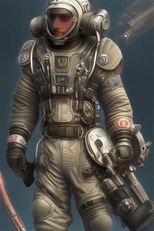 diver like a strong,with the gun,hi quality detail,hi quality textures,cinematic,realistic,aggressive,cosmic