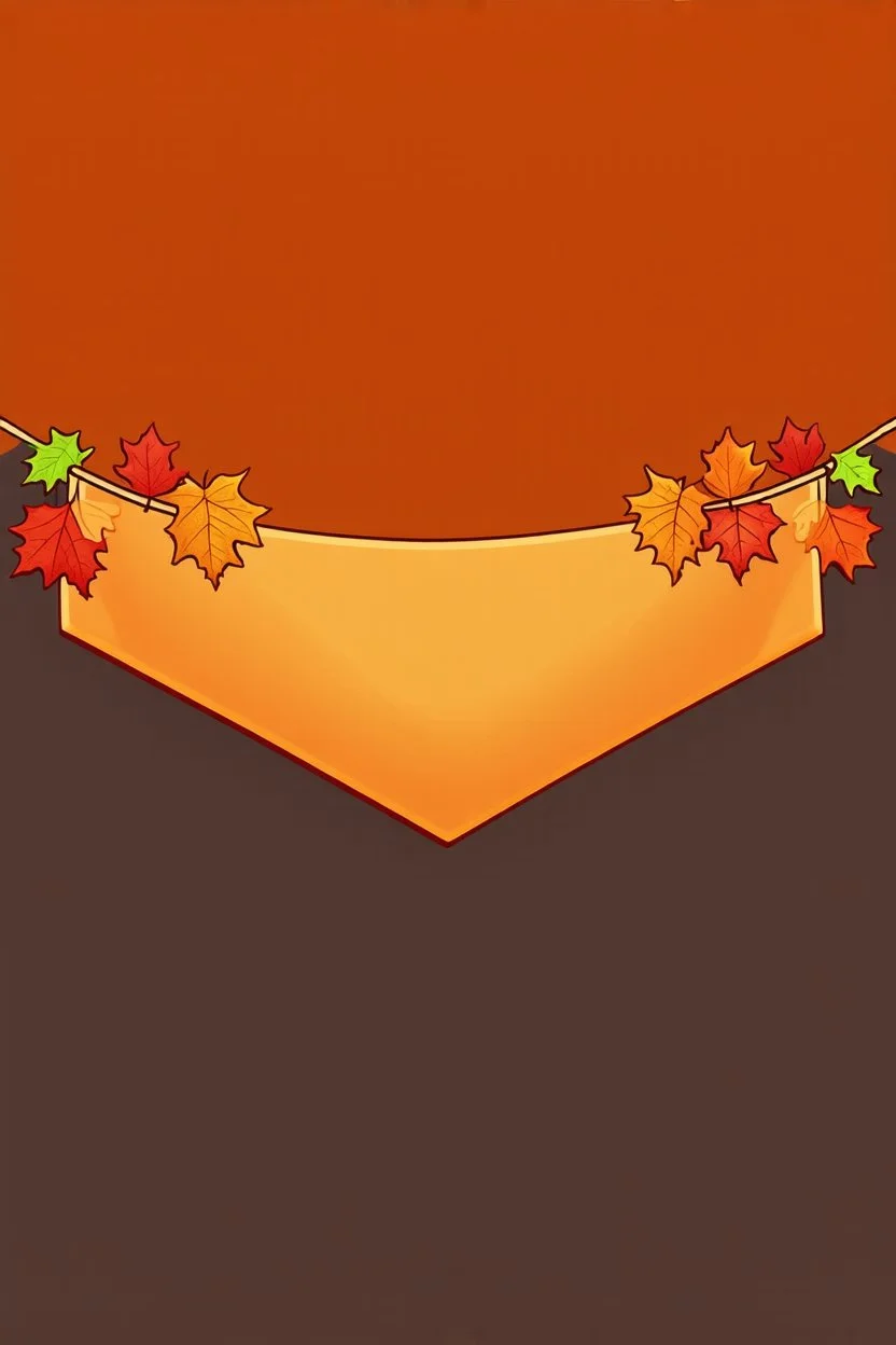 an autumn colored cloth banner hanging with embroidered leaves and slightly downward pointed bottom, on dark background