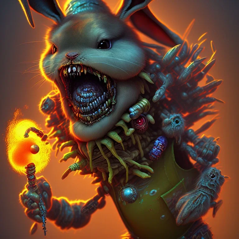 Bug bunny personnage cartoon style zombie iron maiden 4k détail ultra Fibonacci