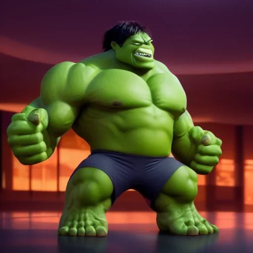 Chibi hulk, pixar 2022, modern Disney style, octane render, hyper detailed