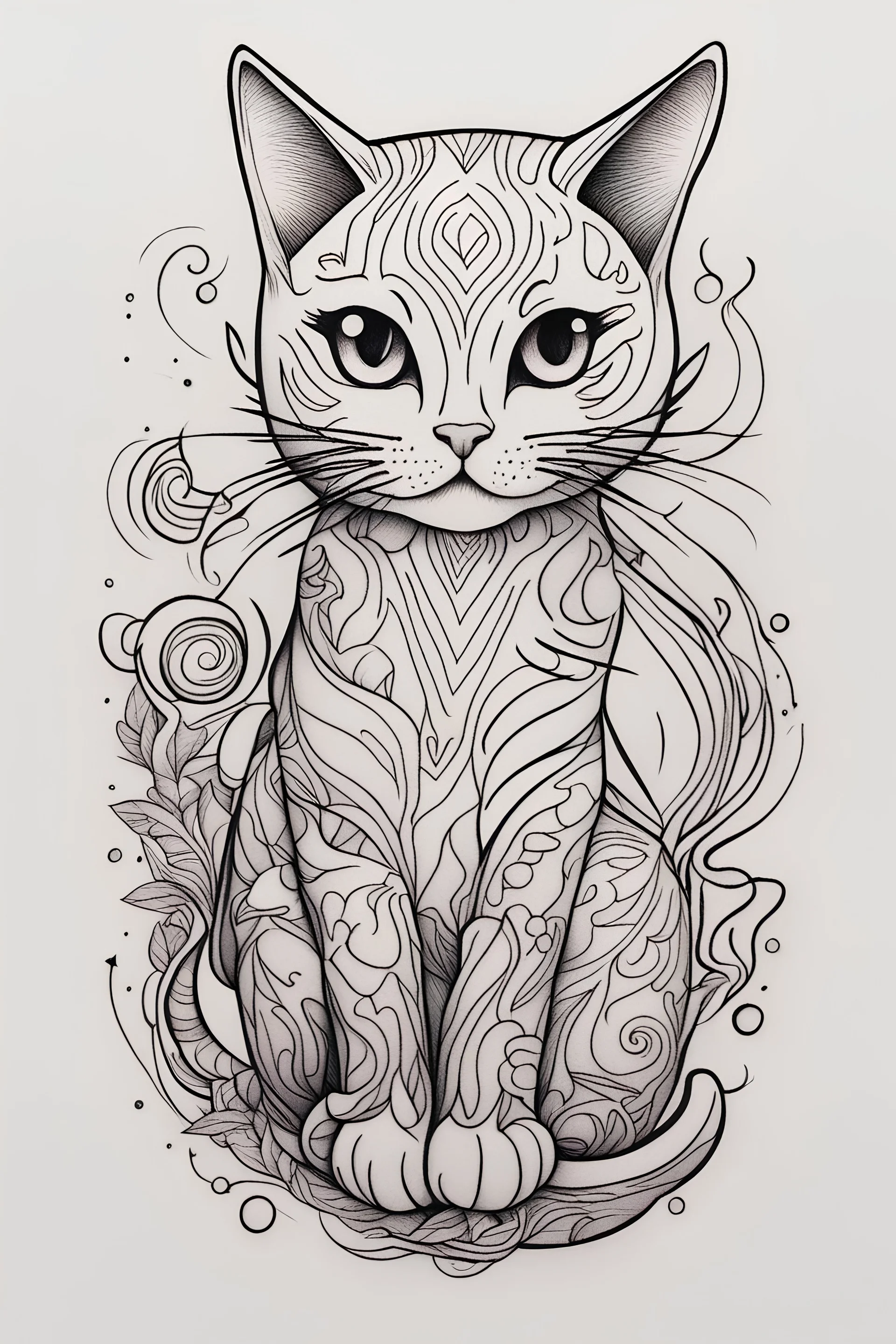 A cat geisha and ribbons, cute tattoo design : r/TattooDesigns