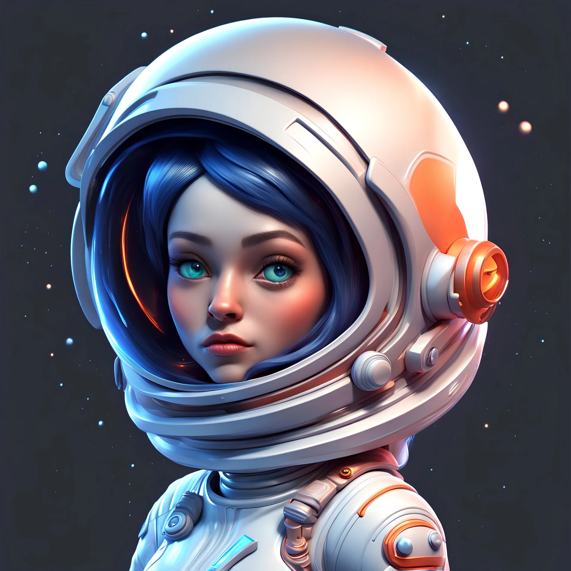 space girl stylized, no background, 3d