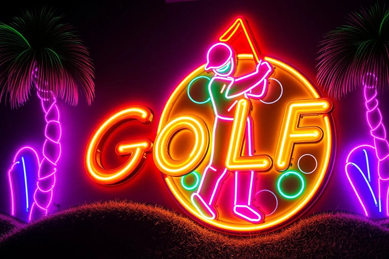 the spysex coin golfer multi color neon sign, ultimate psychedelic beauty