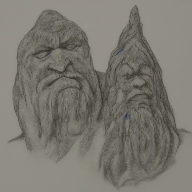 A drawn norwegian stone troll ; stable ai