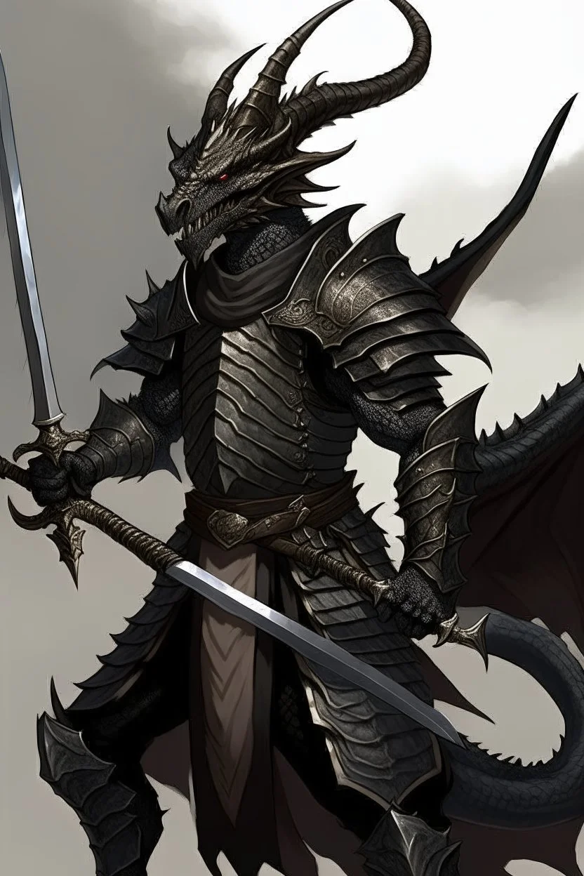 A dragonid warrior with a black greatsword