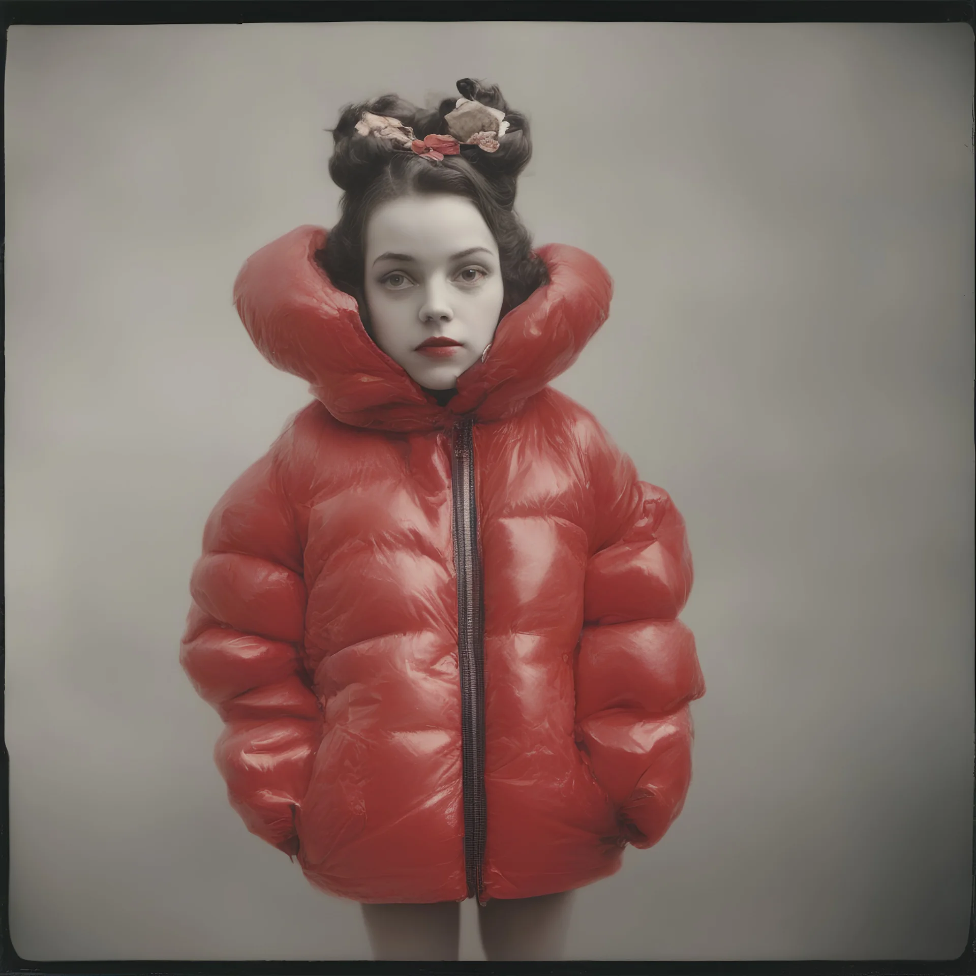 Betty boop, red, autochrome, plastic puffy jacket