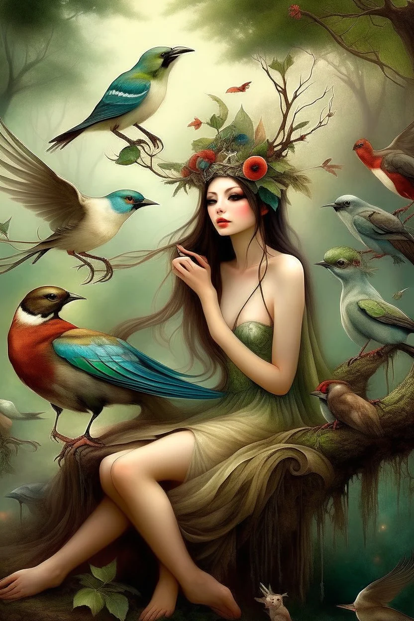 Fairy woman birds