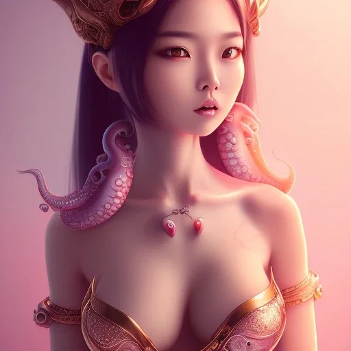  Asian woman, leaning pose, slobber octopus , pink short hair, latex suit, full body, squid, intricate detail , portrait, high lighting, Gradient background,nice end of darkness Dark Woman Little Horns Little Horns Sad Eyes dual soul fire girl soul fire cute realistic hell Dark Realistic Cute