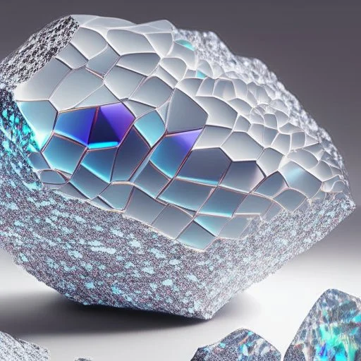 3d holographic pattern rock on infinite white background, glow, glass effect, 4k. sober. fintech