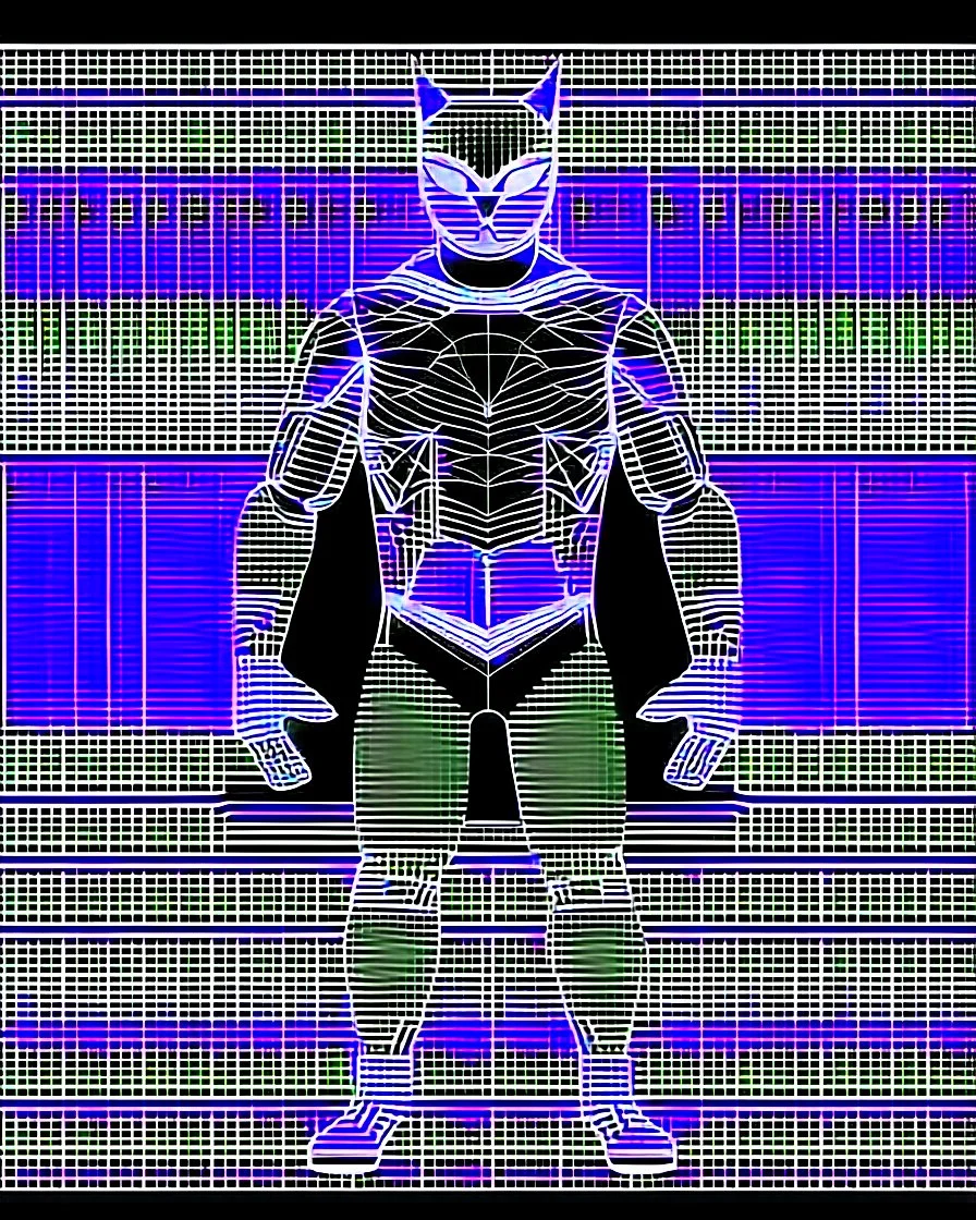 Catman, аrte lineal, fondo negro, cuerpo completo