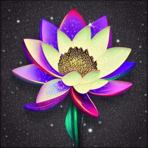 Lotus flower, iridescent, shimmer, beautiful, black background, studio lighting, photorealistic, UHD, 8k