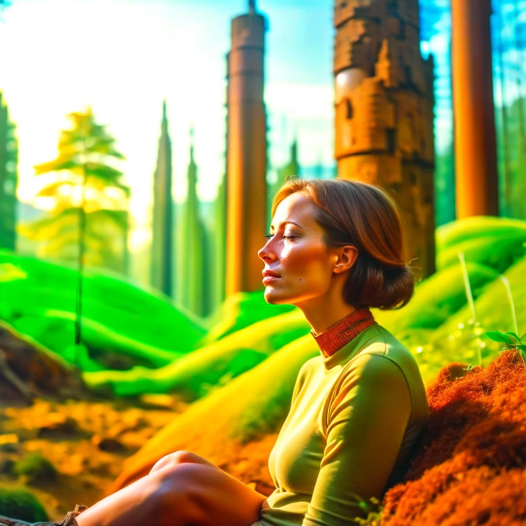 woman relaxing in the forest