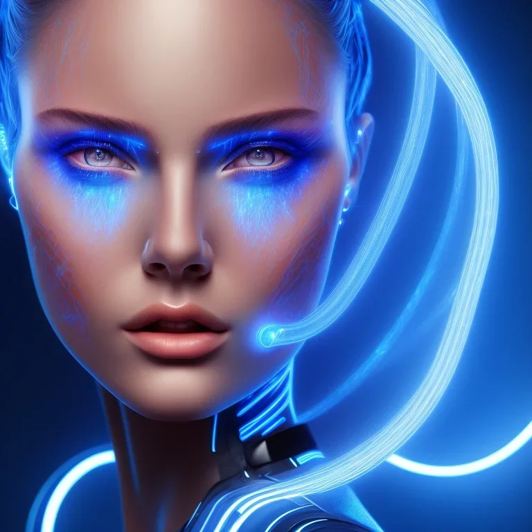 cyberblue, head, women, portrai, tron